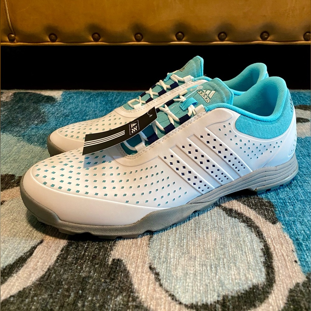 NWT Adidas Adipure Sport Women’s Golf Shoes in White, Blue, & Gray